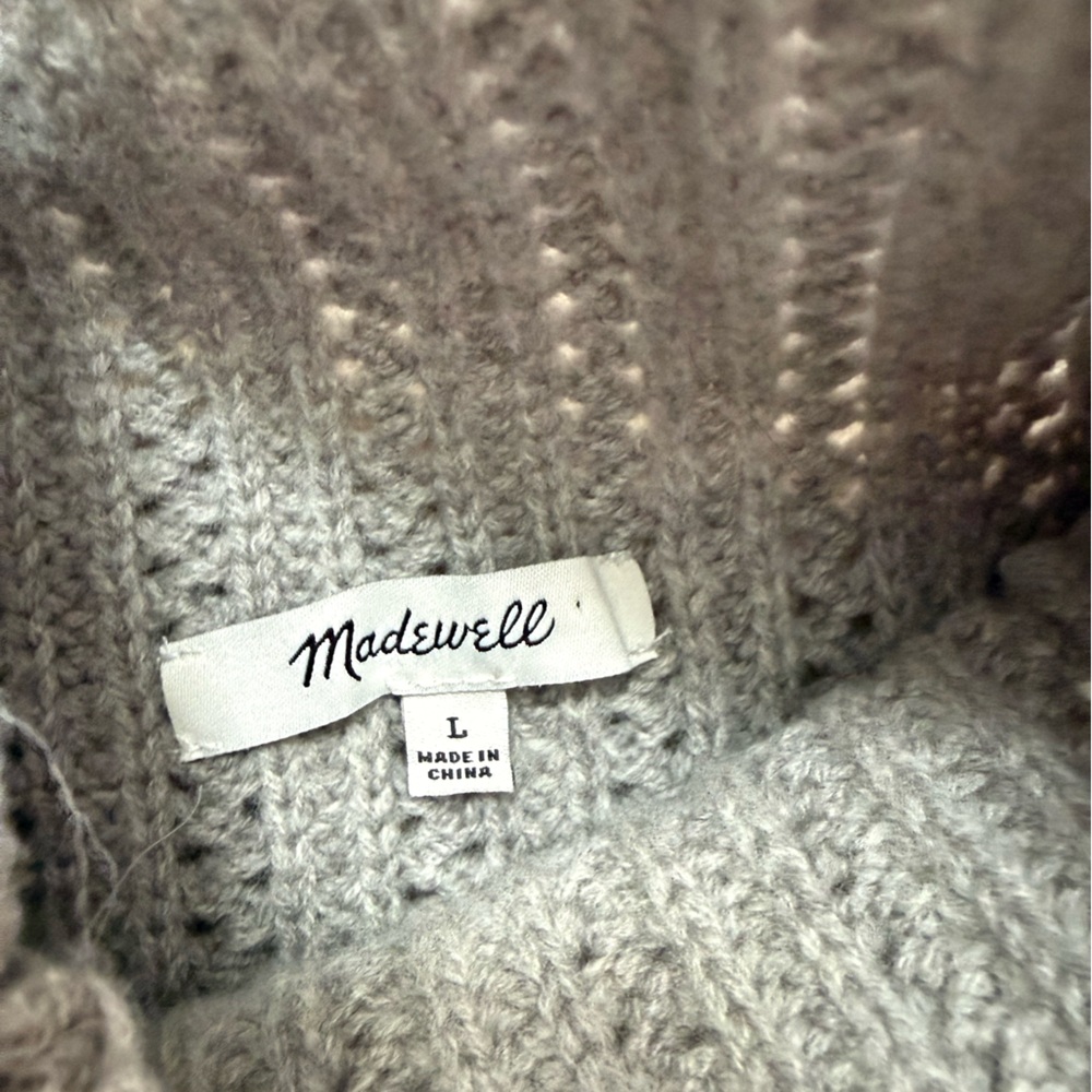 Madewell 100% Wool Mock Neck Sweater – Boxy Fit, Gray, Size L - Picture 4 of 7